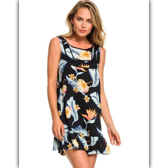 A049 ✽ Roxy All About The Sea Dress in Anthracite Tropical Love - Picture 1 of 5